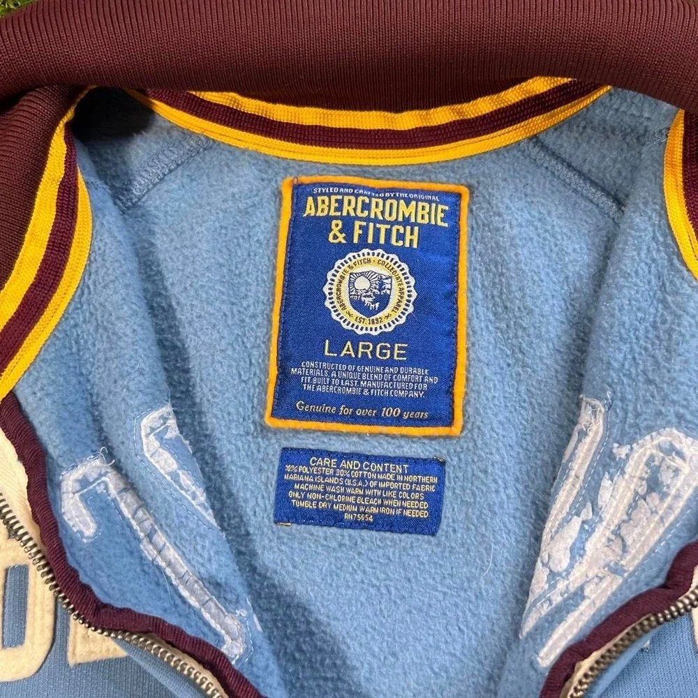 Abercrombie & Fitch VTG Track Jacket Large Blue Burgundy Varsity Y2K Full Zip